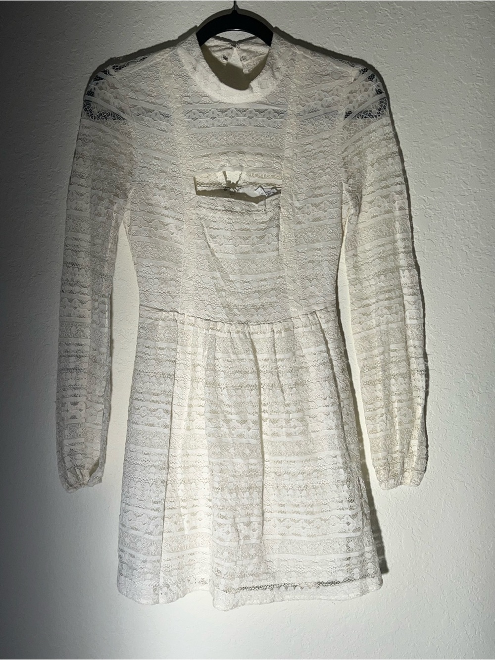 BCBGeneration Ivory Lace Long Sleeve Mini Dress